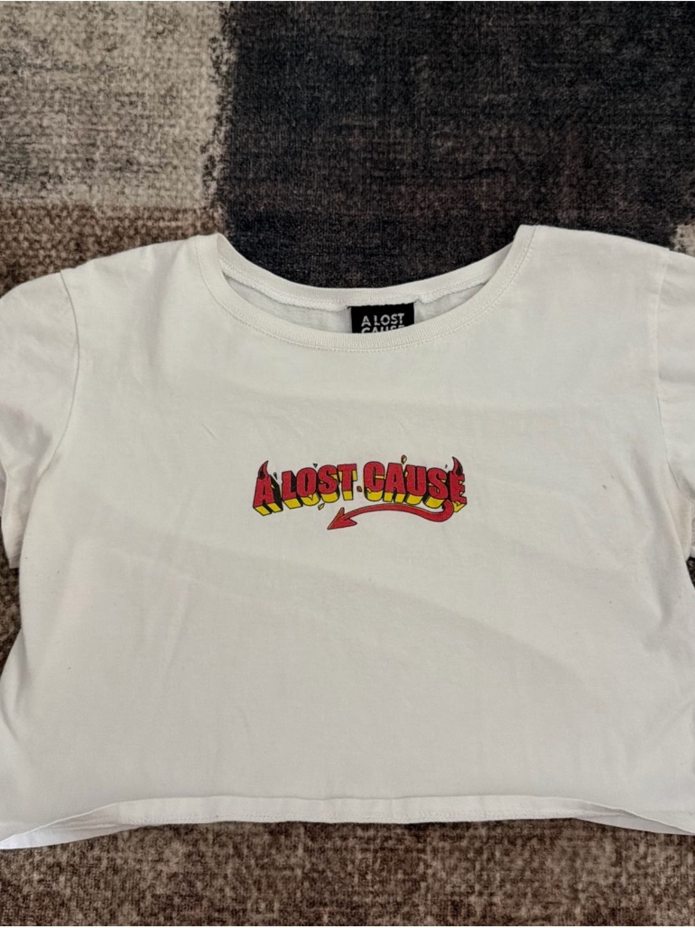 White Graphic Tee - Red & Yellow Logo